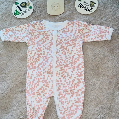 Grenouillère bébé 1 mois motifs roses blanc mixte 👧 